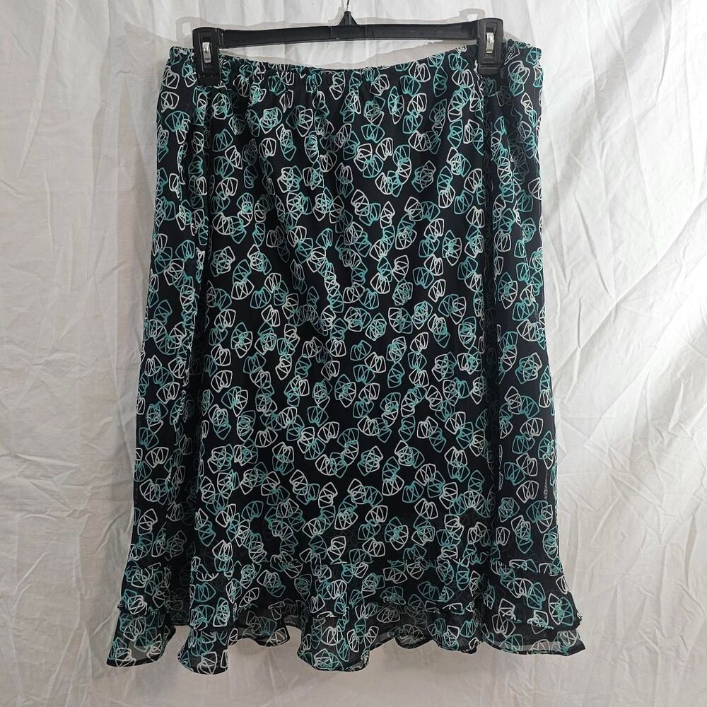 Vintage y2k 90s black blue patterned plus size skirt